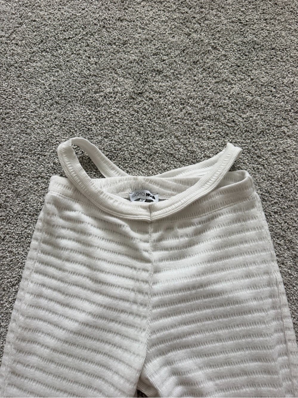 White Ribbed Flared Pants - Picture 3 of 4